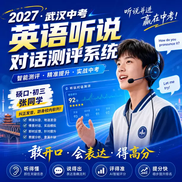 武汉中考听说机考短期突击可以拿高分吗硚口&middot;初三张同学（纠正发音，跻身校内前列）